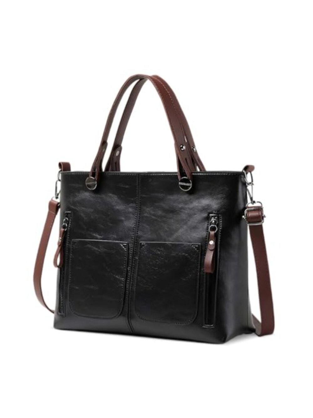 Vintage PU Leather Tote Shoulder Bag Large Handbag for Women Work Travel